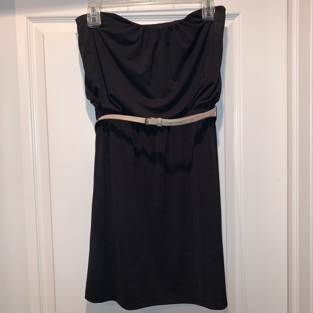 Strapless Black Dress w/ Belt 👗